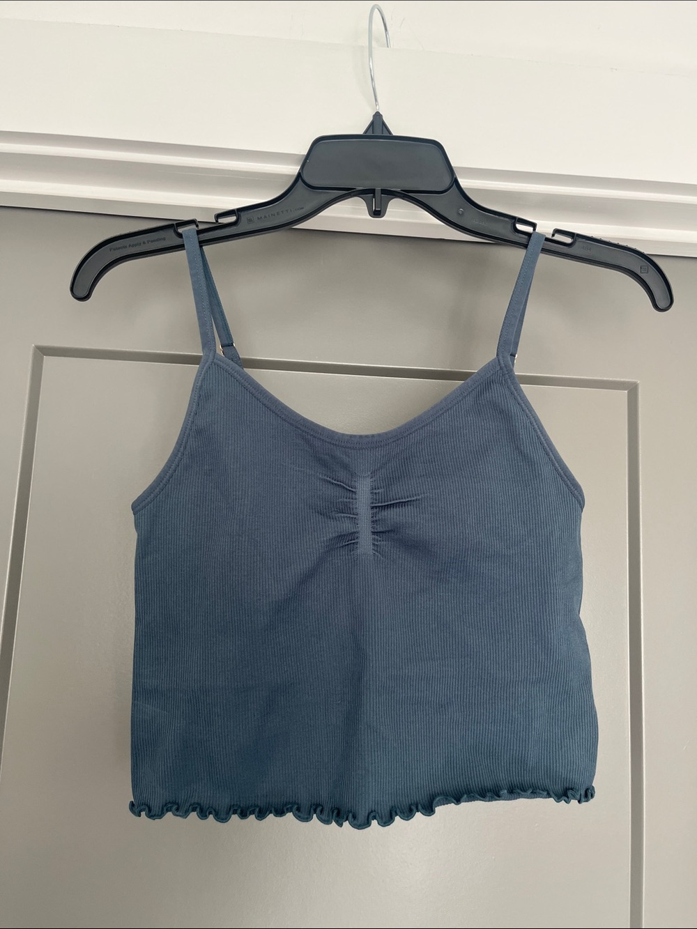 Spiritual Gangster Teal Ribbed Camisole Tank Top with Lettuce Edge